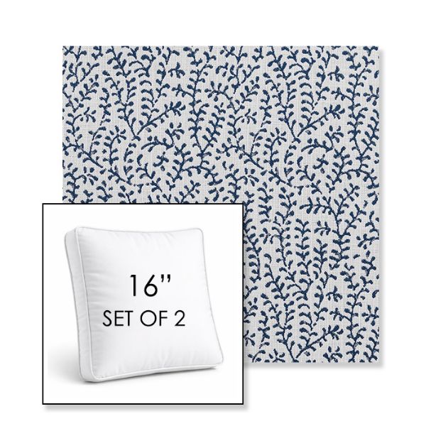 Picture of Eberly Peacock | Set of 2 | 16" Sunbrella Boxed Square Outdoor Throw Pillows with Premium Inserts