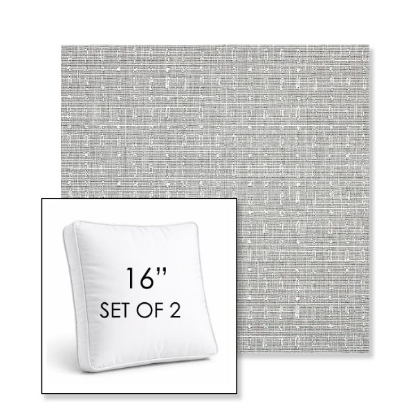 Picture of Embrace Pewter | Set of 2 | 16" Sunbrella Boxed Square Outdoor Throw Pillows with Premium Inserts
