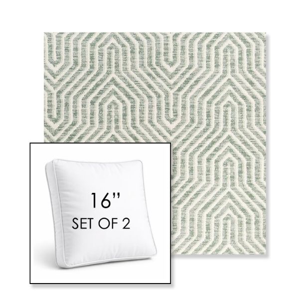 Picture of Etna Juniper | Set of 2 | 16" Sunbrella Boxed Square Outdoor Throw Pillows with Premium Inserts