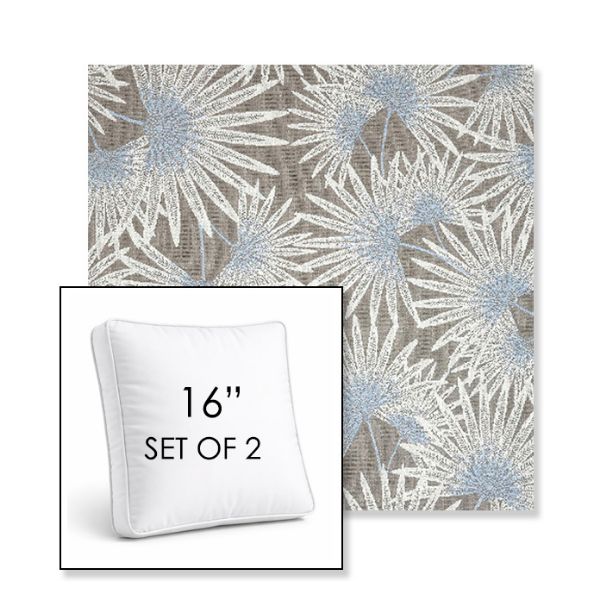 Picture of Etta Vapor | Set of 2 | 16" Sunbrella Boxed Square Outdoor Throw Pillows with Premium Inserts