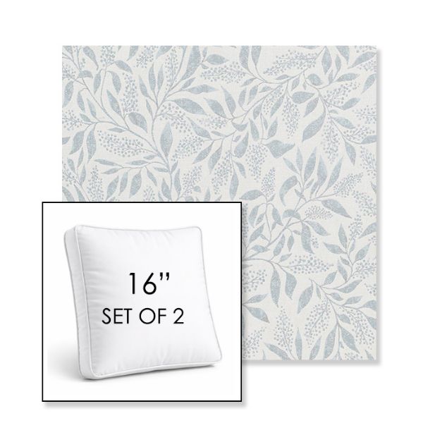 Picture of Exquisite Mist | Set of 2 | 16" Sunbrella Boxed Square Outdoor Throw Pillows with Premium Inserts