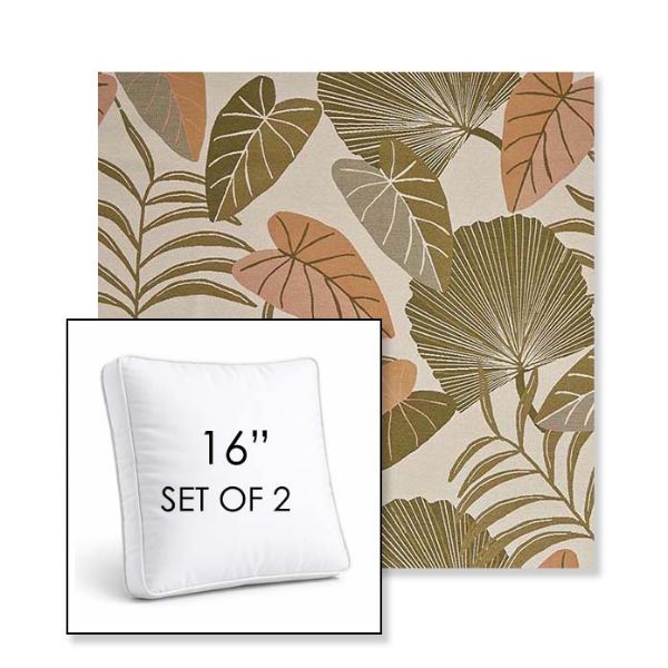Picture of Fernie Mimosa | Set of 2 | 16" Sunbrella Boxed Square Outdoor Throw Pillows with Premium Inserts