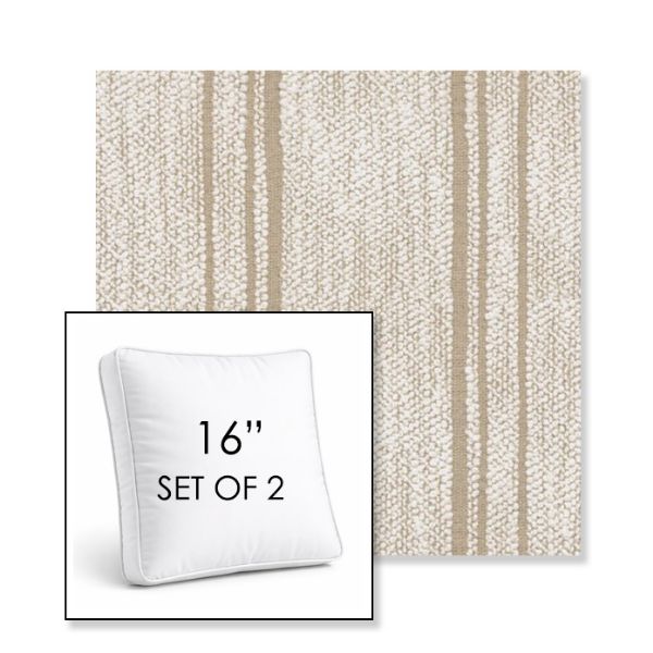 Picture of Harvest Kaolin | Set of 2 | 16" Sunbrella Boxed Square Outdoor Throw Pillows with Premium Inserts