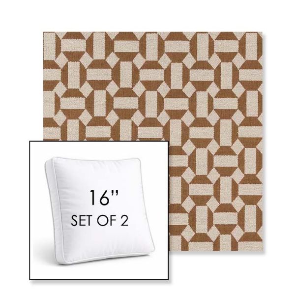 Picture of Hoopla Cold Brew | Set of 2 | 16" Sunbrella Boxed Square Outdoor Throw Pillows with Premium Inserts