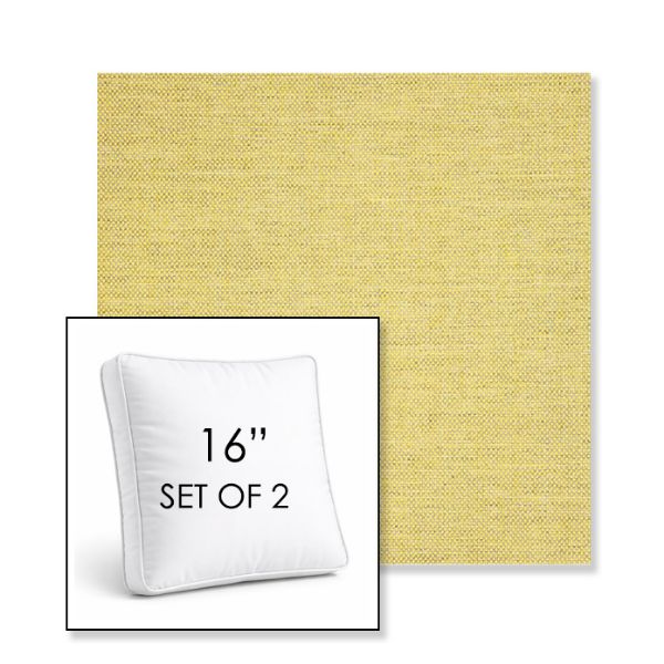 Picture of Idol Canary | Set of 2 | 16" Sunbrella Boxed Square Outdoor Throw Pillows with Premium Inserts