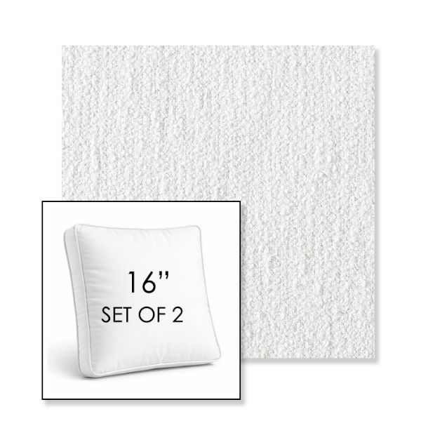 Picture of Improve White | Set of 2 | 16" Sunbrella Boxed Square Outdoor Throw Pillows with Premium Inserts