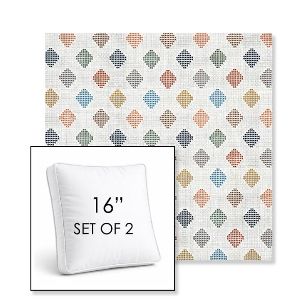 Picture of Infused Gem | Set of 2 | 16" Sunbrella Boxed Square Outdoor Throw Pillows with Premium Inserts