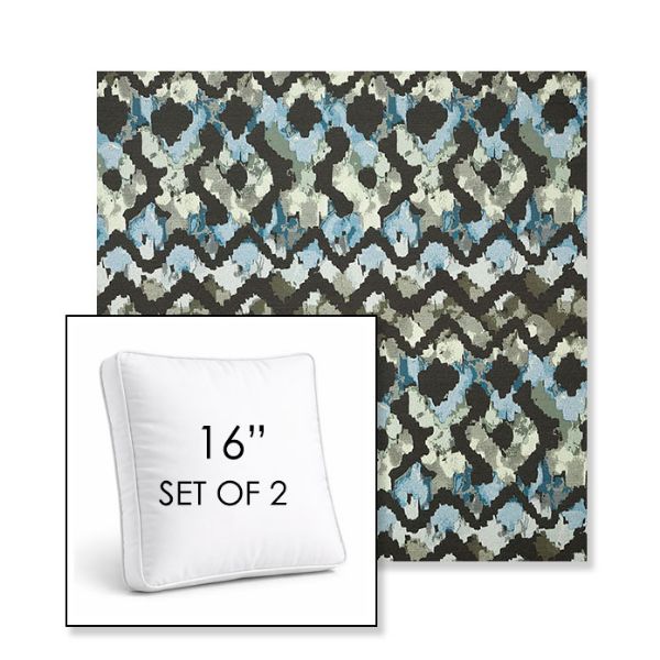 Picture of Inga Green Tea | Set of 2 | 16" Sunbrella Boxed Square Outdoor Throw Pillows with Premium Inserts