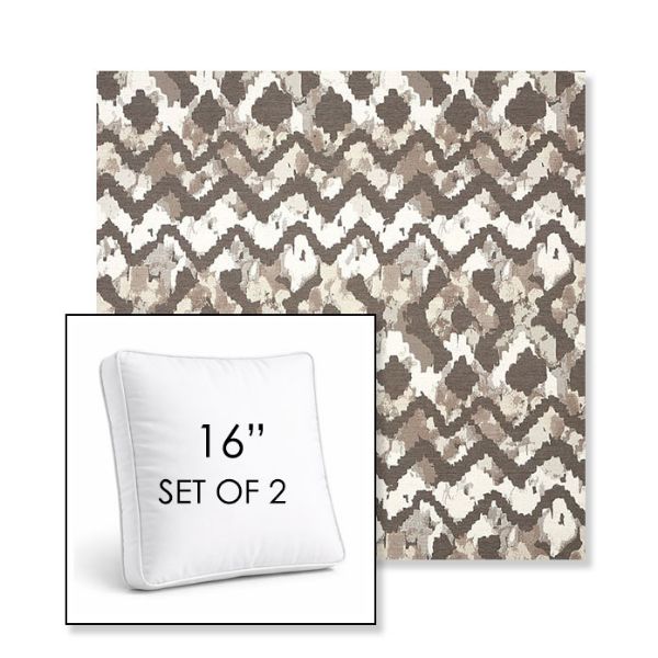 Picture of Inga Merino | Set of 2 | 16" Sunbrella Boxed Square Outdoor Throw Pillows with Premium Inserts