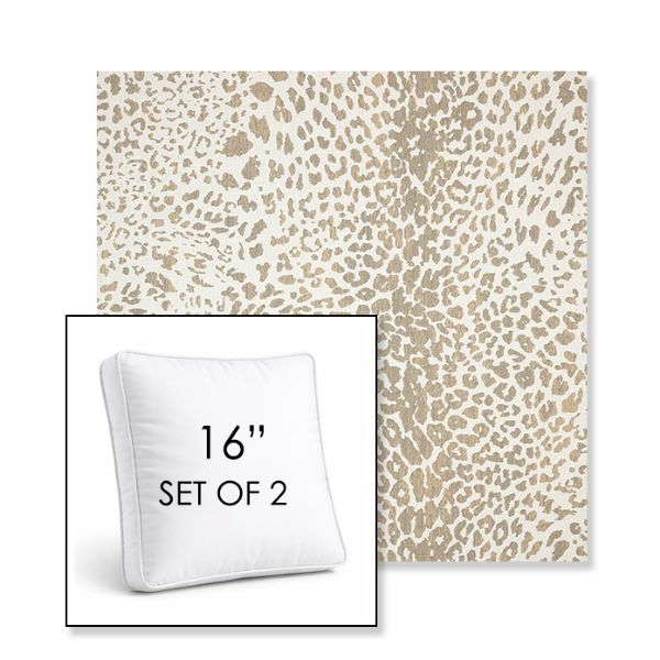 Picture of Instinct Dune | Set of 2 | 16" Sunbrella Boxed Square Outdoor Throw Pillows with Premium Inserts