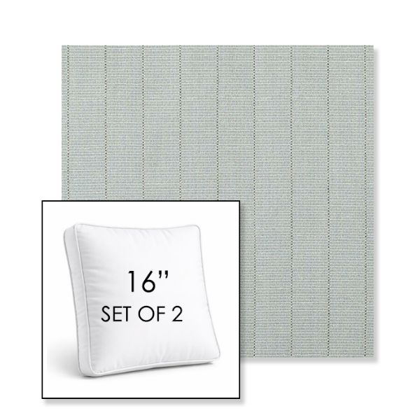 Picture of Kaia Mist | Set of 2 | 16" Sunbrella Boxed Square Outdoor Throw Pillows with Premium Inserts