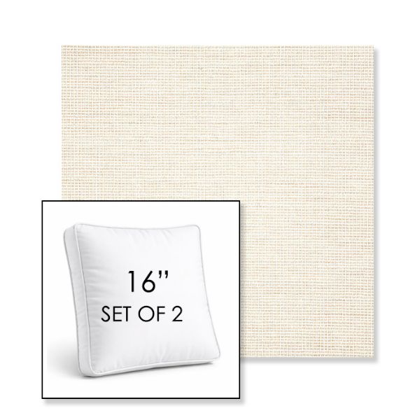 Picture of Kudos Vellum | Set of 2 | 16" Sunbrella Boxed Square Outdoor Throw Pillows with Premium Inserts