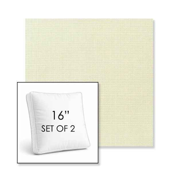 Picture of Linen Natural | Set of 2 | 16" Sunbrella Boxed Square Outdoor Throw Pillows with Premium Inserts