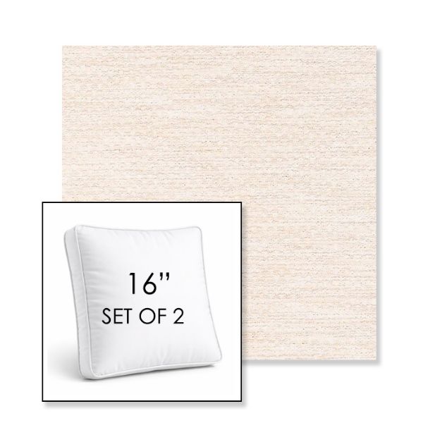 Picture of Litchfield Eggshell | Set of 2 | 16" Sunbrella Boxed Square Outdoor Throw Pillows with Premium Inserts