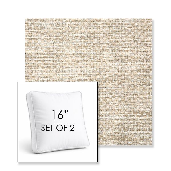 Picture of Litchfield Sand | Set of 2 | 16" Sunbrella Boxed Square Outdoor Throw Pillows with Premium Inserts