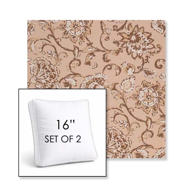 Picture of Martha Floral Dogwood | Set of 2 | 16" Sunbrella Boxed Square Outdoor Throw Pillows with Premium Inserts