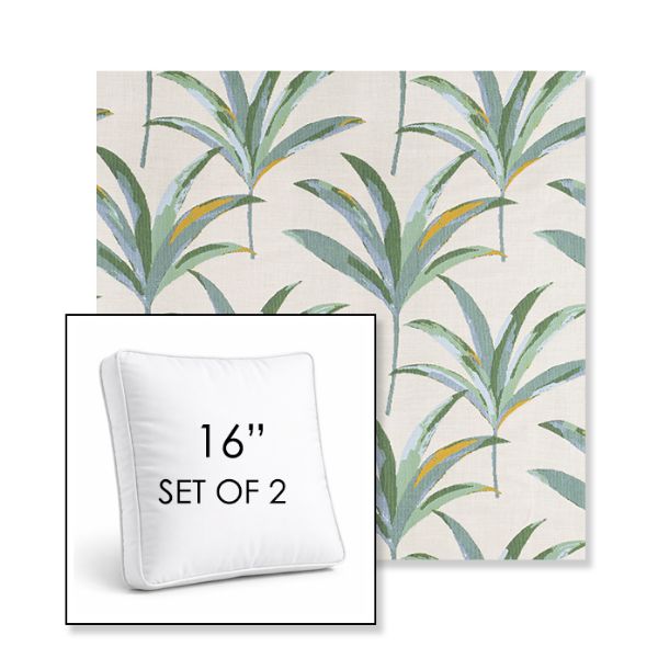 Picture of Martinique Tropic | Set of 2 | 16" Sunbrella Boxed Square Outdoor Throw Pillows with Premium Inserts