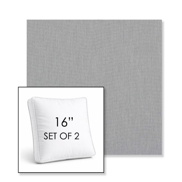 Picture of Natte Grey Chine | Set of 2 | 16" Sunbrella Boxed Square Outdoor Throw Pillows with Premium Inserts