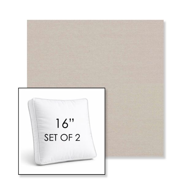Picture of Natte Linen Chalk | Set of 2 | 16" Sunbrella Boxed Square Outdoor Throw Pillows with Premium Inserts