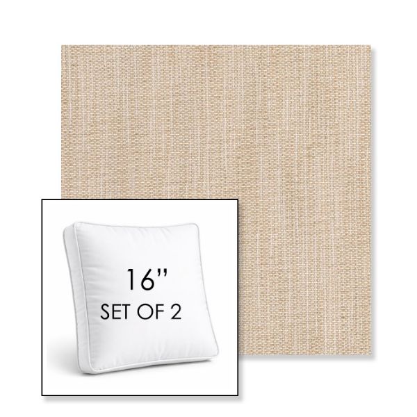 Picture of Nova Oat | Set of 2 | 16" Sunbrella Boxed Square Outdoor Throw Pillows with Premium Inserts