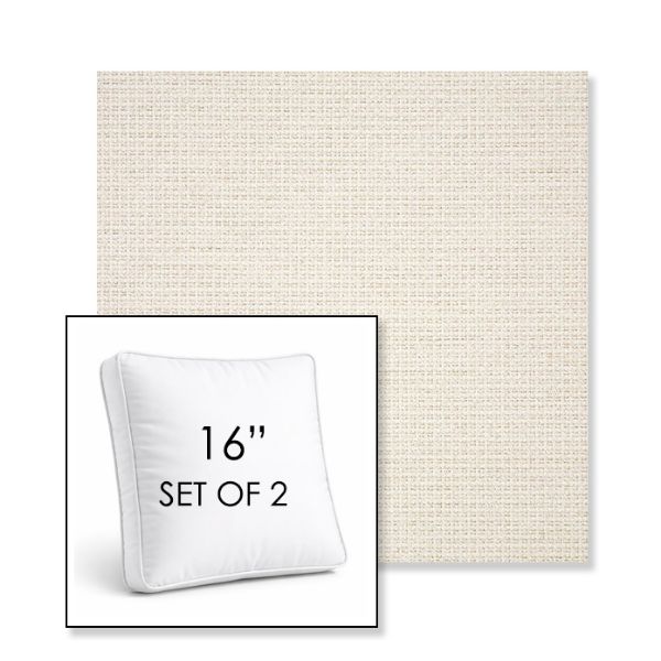 Picture of Nurture White | Set of 2 | 16" Sunbrella Boxed Square Outdoor Throw Pillows with Premium Inserts