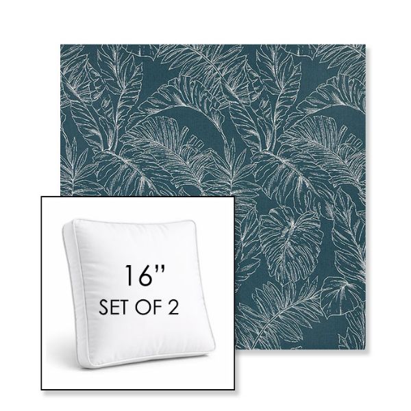 Picture of Palma Renew | Set of 2 | 16" Sunbrella Boxed Square Outdoor Throw Pillows with Premium Inserts