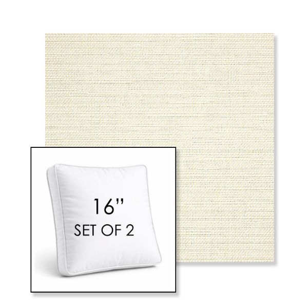 Picture of Piazza Parchment | Set of 2 | 16" Sunbrella Boxed Square Outdoor Throw Pillows with Premium Inserts