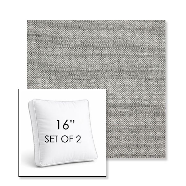 Picture of Piazza Stone | Set of 2 | 16" Sunbrella Boxed Square Outdoor Throw Pillows with Premium Inserts