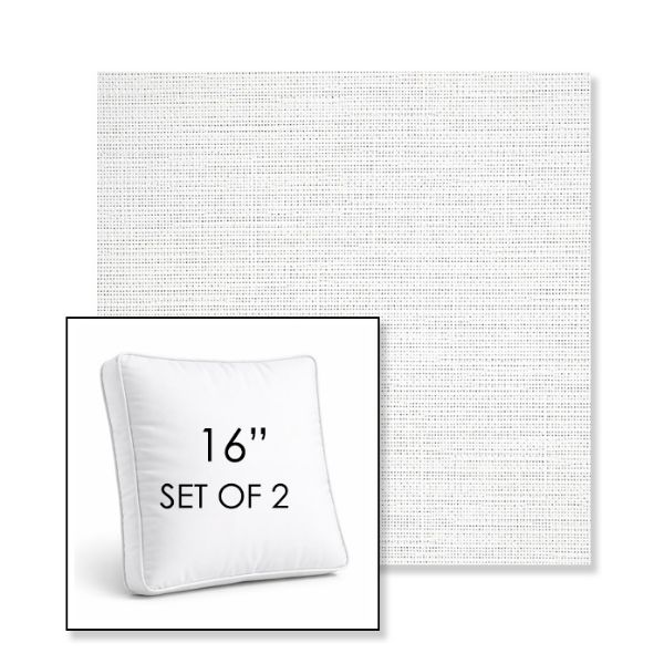 Picture of Piazza White | Set of 2 | 16" Sunbrella Boxed Square Outdoor Throw Pillows with Premium Inserts