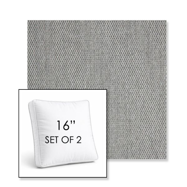 Picture of Pique Ash | Set of 2 | 16" Sunbrella Boxed Square Outdoor Throw Pillows with Premium Inserts