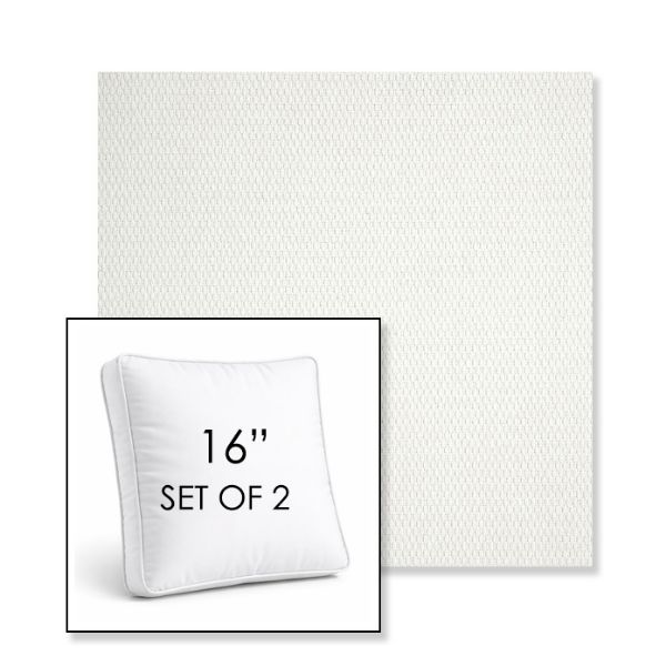Picture of Pique Salt | Set of 2 | 16" Sunbrella Boxed Square Outdoor Throw Pillows with Premium Inserts
