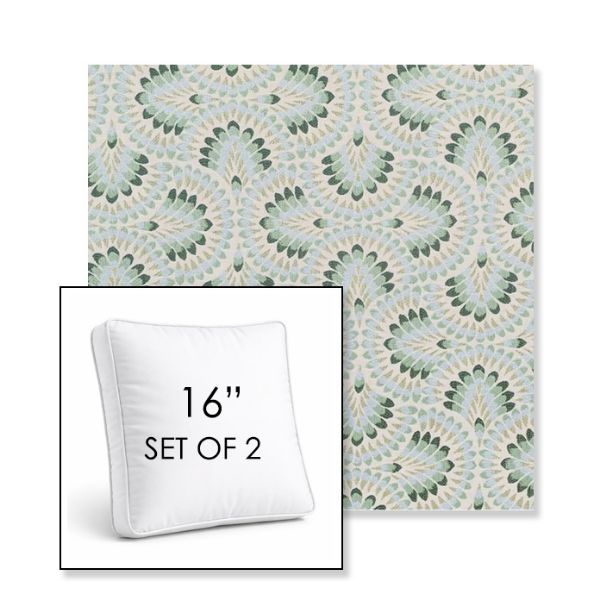 Picture of Plume Spring | Set of 2 | 16" Sunbrella Boxed Square Outdoor Throw Pillows with Premium Inserts