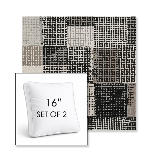 Picture of Pop Film | Set of 2 | 16" Sunbrella Boxed Square Outdoor Throw Pillows with Premium Inserts