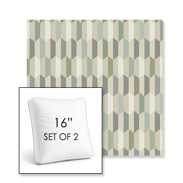 Picture of Precise Spring | Set of 2 | 16" Sunbrella Boxed Square Outdoor Throw Pillows with Premium Inserts