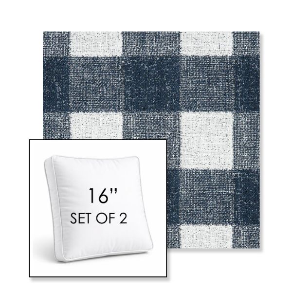 Picture of Preso Indigo | Set of 2 | 16" Sunbrella Boxed Square Outdoor Throw Pillows with Premium Inserts