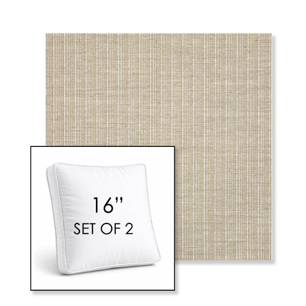 Picture of Proven Dune | Set of 2 | 16" Sunbrella Boxed Square Outdoor Throw Pillows with Premium Inserts