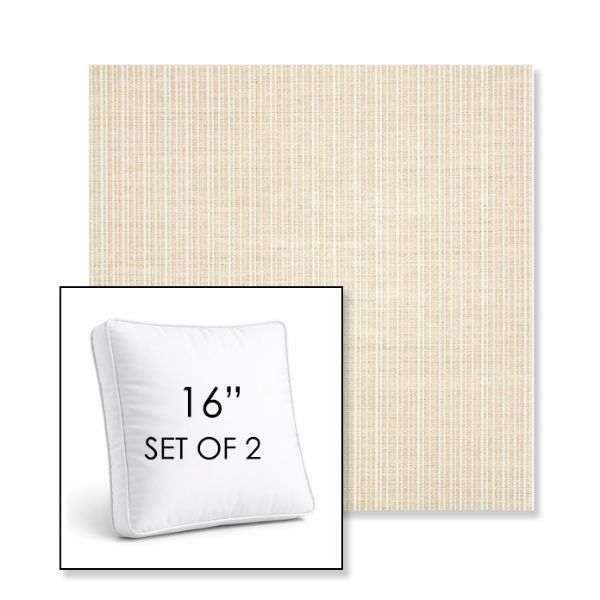 Picture of Proven Flax | Set of 2 | 16" Sunbrella Boxed Square Outdoor Throw Pillows with Premium Inserts