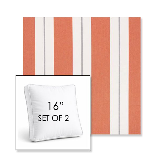 Picture of Relate Persimmon | Set of 2 | 16" Sunbrella Boxed Square Outdoor Throw Pillows with Premium Inserts