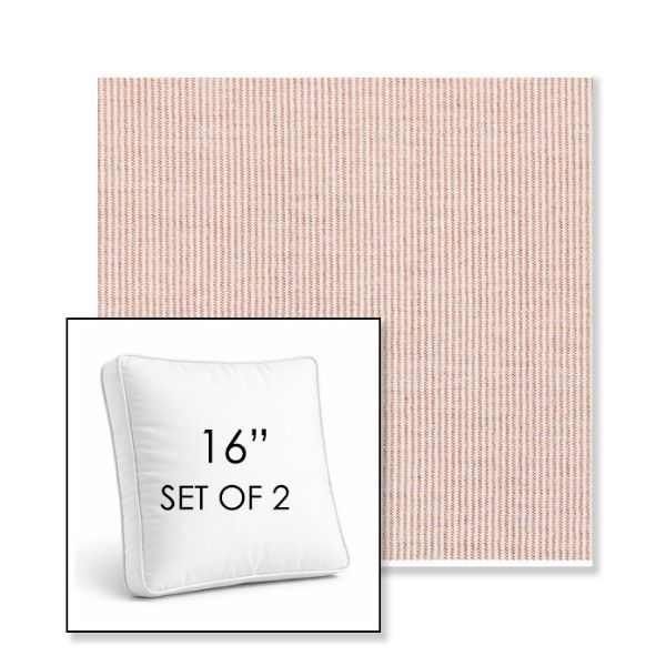 Picture of Replay Clay | Set of 2 | 16" Sunbrella Boxed Square Outdoor Throw Pillows with Premium Inserts