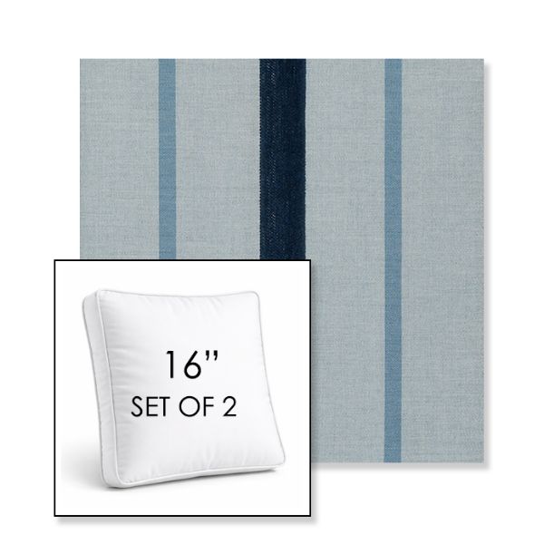 Picture of Revival Denim | Set of 2 | 16" Sunbrella Boxed Square Outdoor Throw Pillows with Premium Inserts
