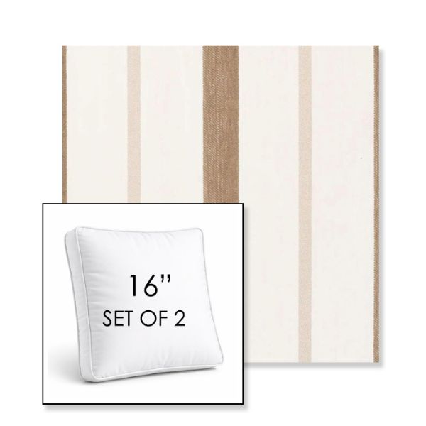 Picture of Revival Sand | Set of 2 | 16" Sunbrella Boxed Square Outdoor Throw Pillows with Premium Inserts