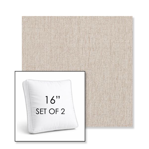 Picture of Ritsy Sand | Set of 2 | 16" Sunbrella Boxed Square Outdoor Throw Pillows with Premium Inserts