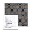 Picture of Rubix Vintage Denim | Set of 2 | 16" Sunbrella Boxed Square Outdoor Throw Pillows with Premium Inserts