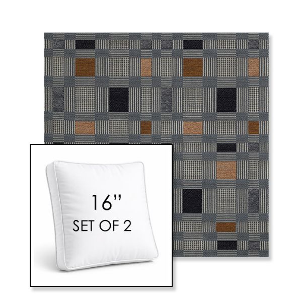 Picture of Rubix Vintage Denim | Set of 2 | 16" Sunbrella Boxed Square Outdoor Throw Pillows with Premium Inserts