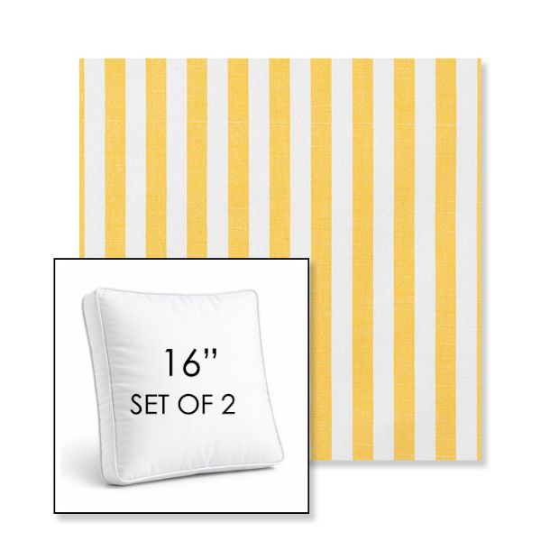 Picture of Sail Away Sunflower | Set of 2 | 16" Sunbrella Boxed Square Outdoor Throw Pillows with Premium Inserts