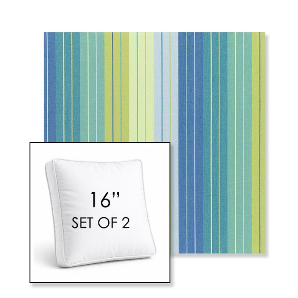Picture of Seville Seaside | Set of 2 | 16" Sunbrella Boxed Square Outdoor Throw Pillows with Premium Inserts