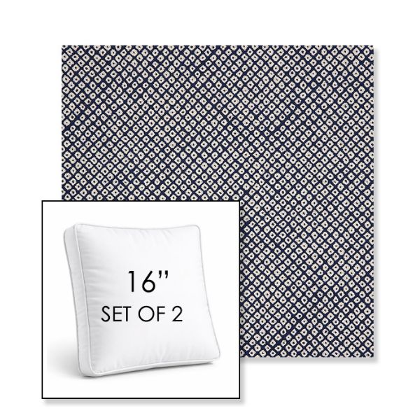 Picture of Shibori Indigo | Set of 2 | 16" Sunbrella Boxed Square Outdoor Throw Pillows with Premium Inserts