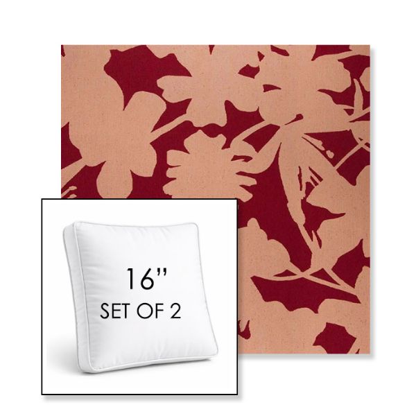 Picture of Sonny Cherry Pop | Set of 2 | 16" Sunbrella Boxed Square Outdoor Throw Pillows with Premium Inserts