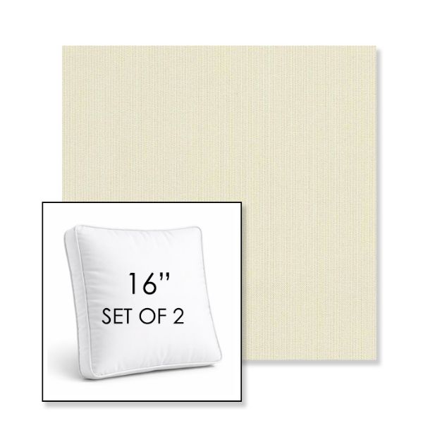 Picture of Spectrum Eggshell | Set of 2 | 16" Sunbrella Boxed Square Outdoor Throw Pillows with Premium Inserts