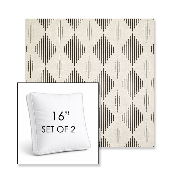 Picture of Spinner Diamond Onyx | Set of 2 | 16" Sunbrella Boxed Square Outdoor Throw Pillows with Premium Inserts